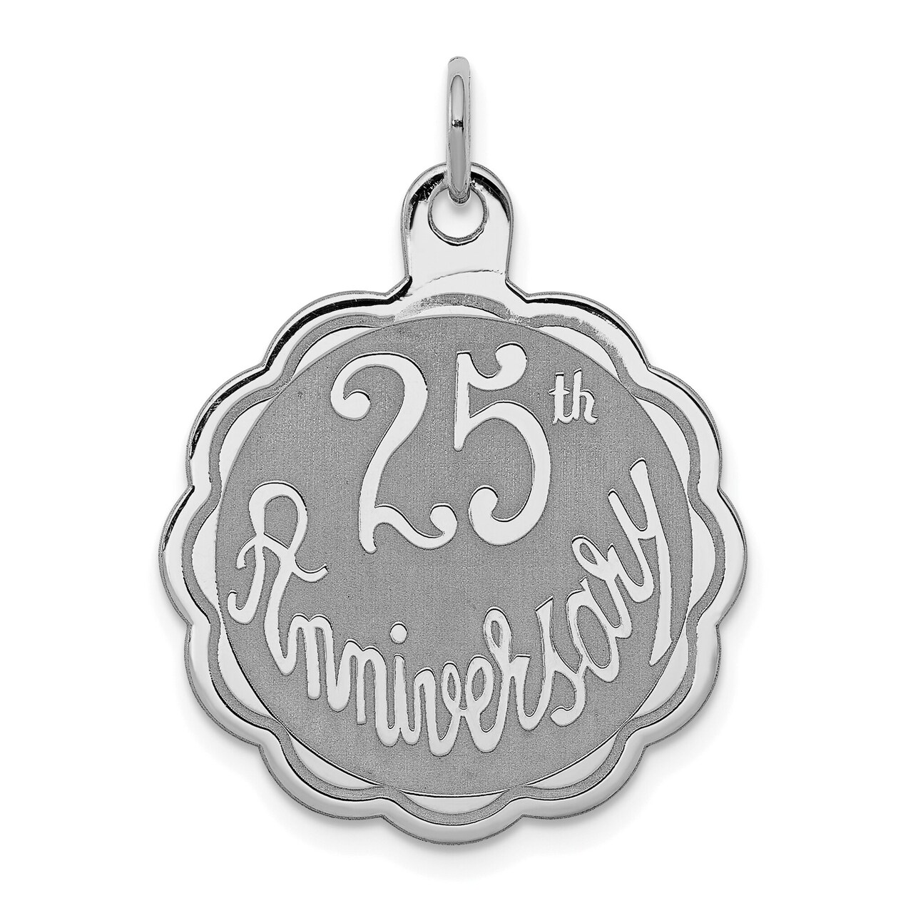 Sterling Silver 25th Anniversary Disc Charm Jewelry 30mm x 23mm